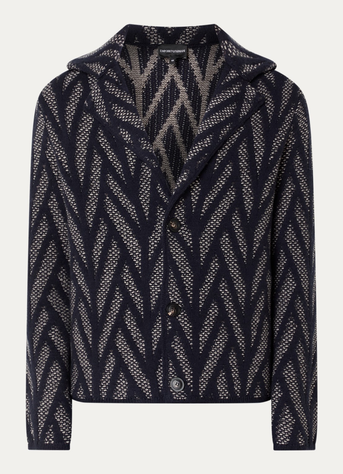 Armani Vest van scheerwol met ingebreid patroon  - voorkant 3 donkerblauw