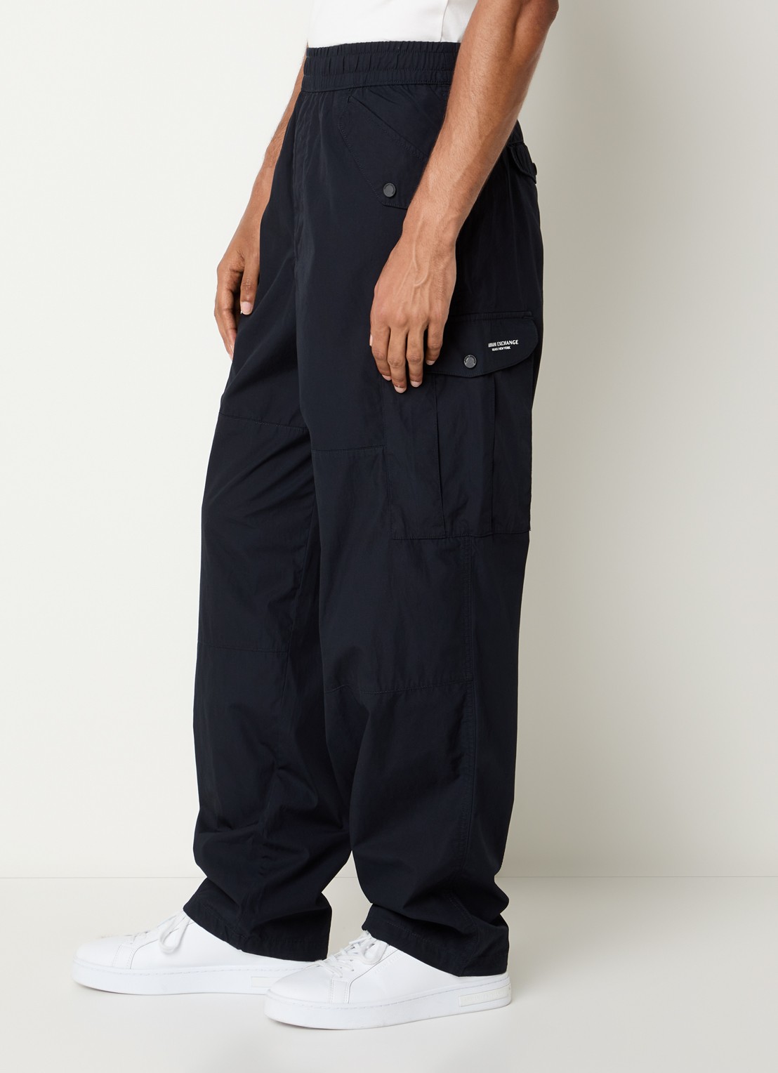 Armani Wide fit broek met steekzakken - detail 2 donkerblauw
