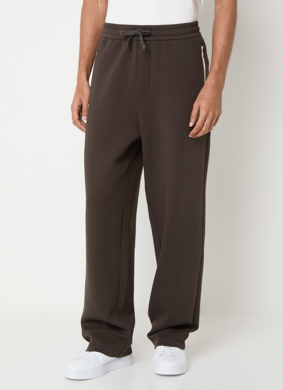 Armani Wide fit joggingbroek met ritszakken - detail 4 donkerbruin
