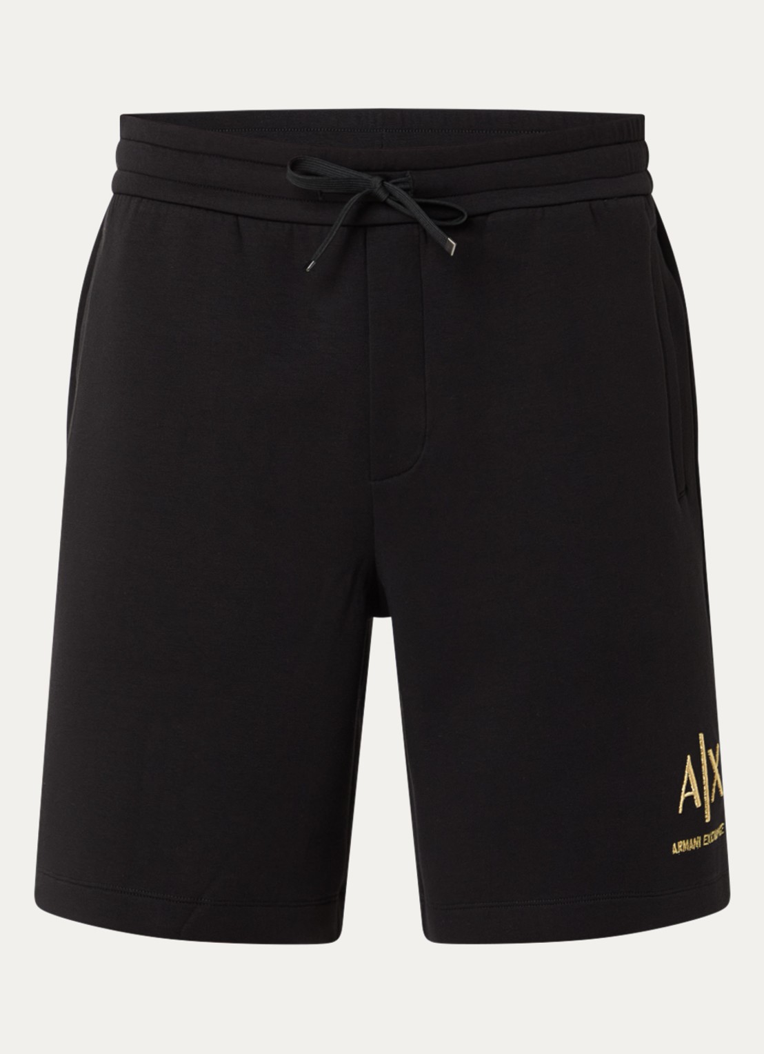 Armani Wide fit korte joggingbroek met logoborduring - voorkant zwart