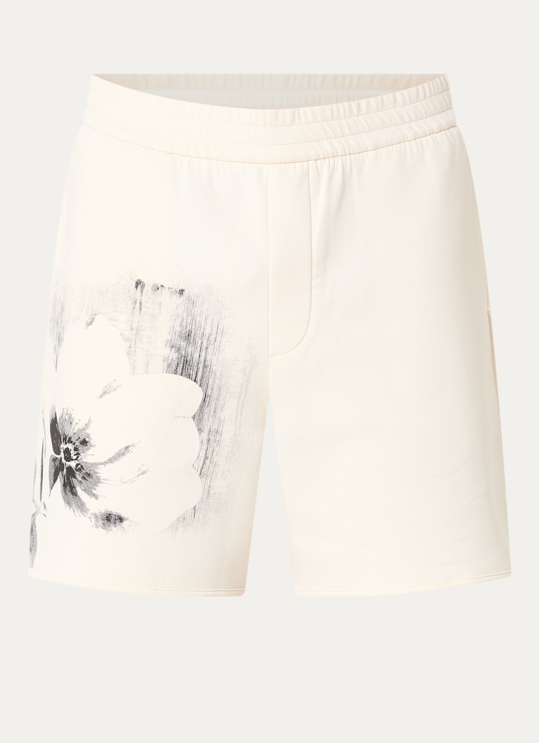 Armani Wide fit korte joggingbroek met print - voorkant 3 gebroken wit