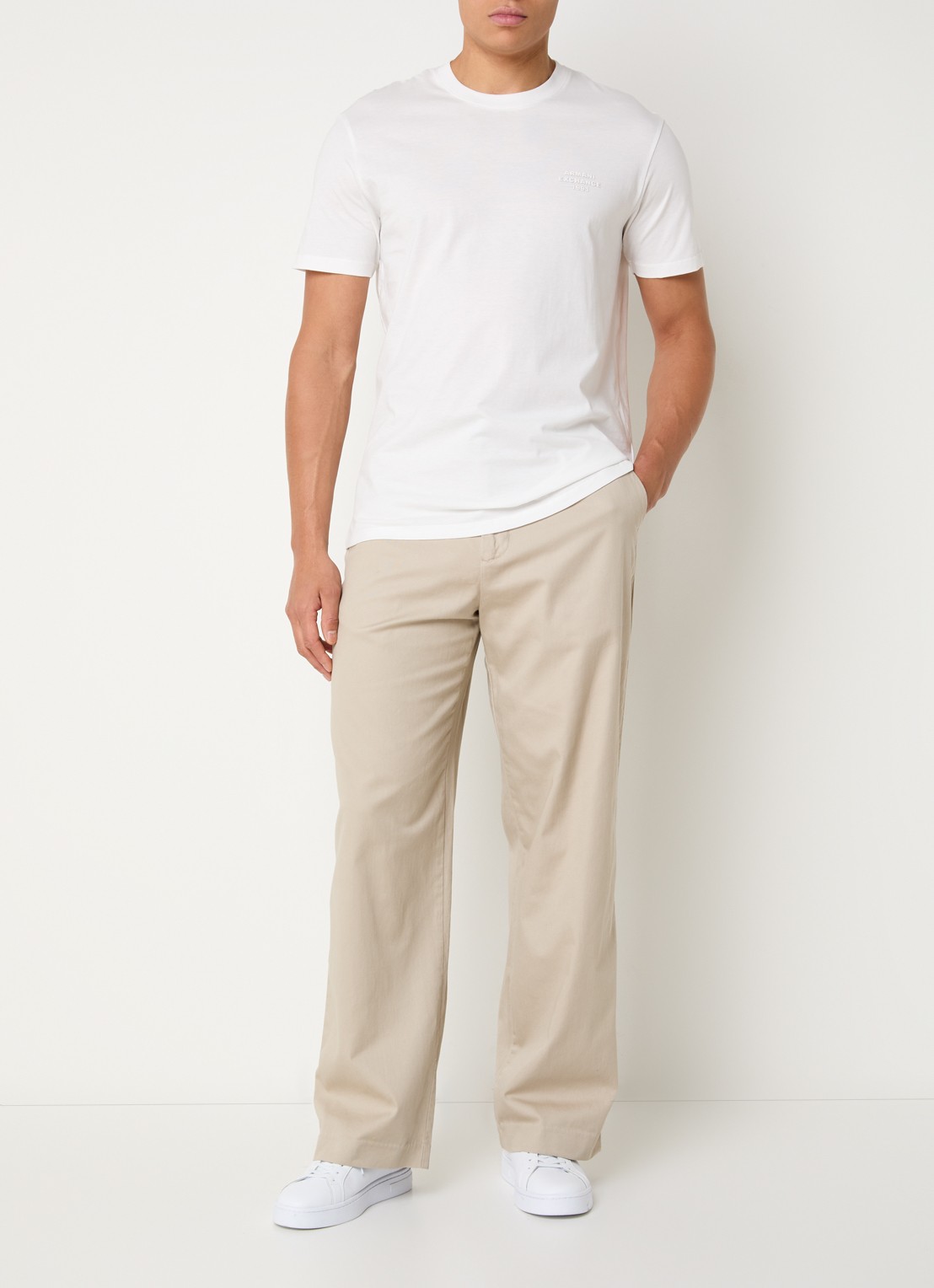 Armani Wide fit pantalon met steekzakken - voorkant 5 beige