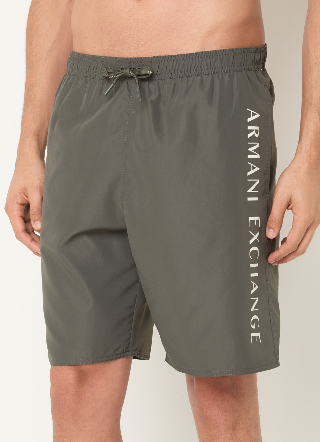 Armani Zwemshort met logo en steekzakken - detail bronsgroen