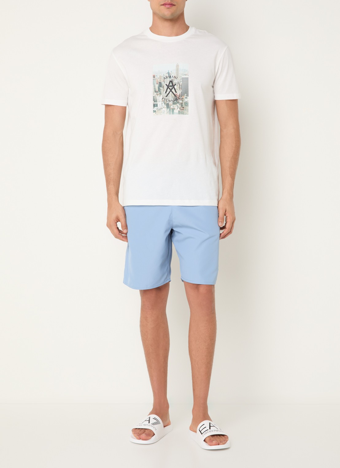 Armani Zwemshort met logo en steekzakken - voorkant 3 blauwgrijs