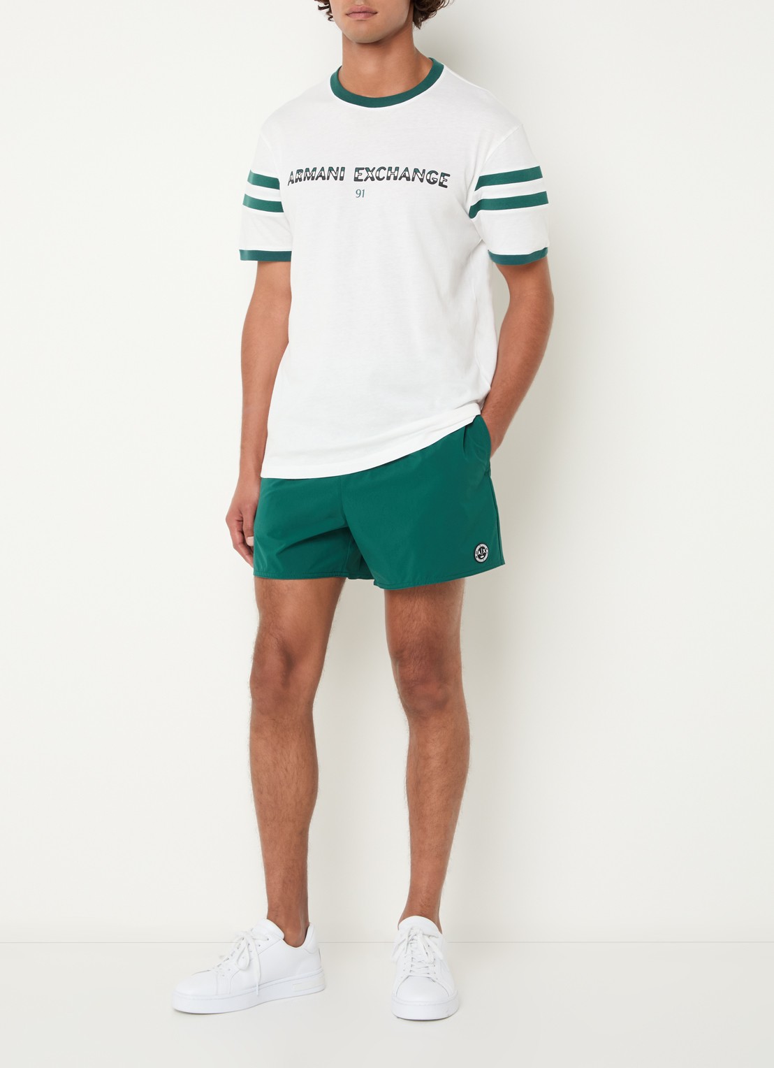 Armani Zwemshorts met logo en steekzakken - voorkant 4 donkergroen