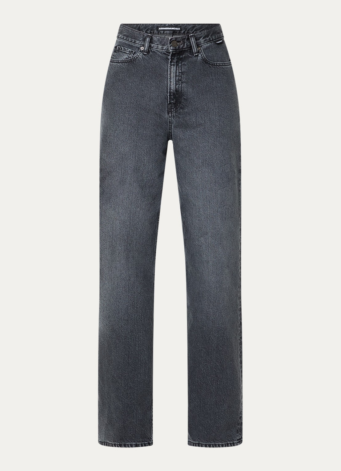 ARMEDANGELS Enijaa high waist straight leg jeans met steekzakken - voorkant 3 donkergrijs