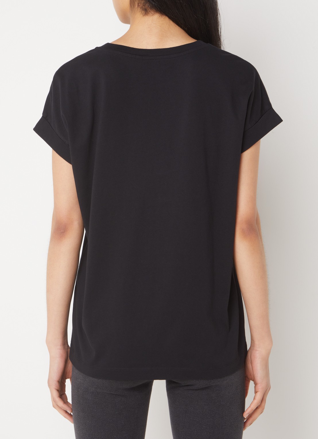 ARMEDANGELS T-shirt van  katoen met logoborduring - achterkant zwart