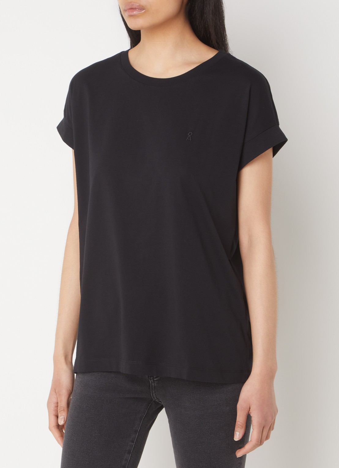 ARMEDANGELS T-shirt van  katoen met logoborduring - detail 4 zwart