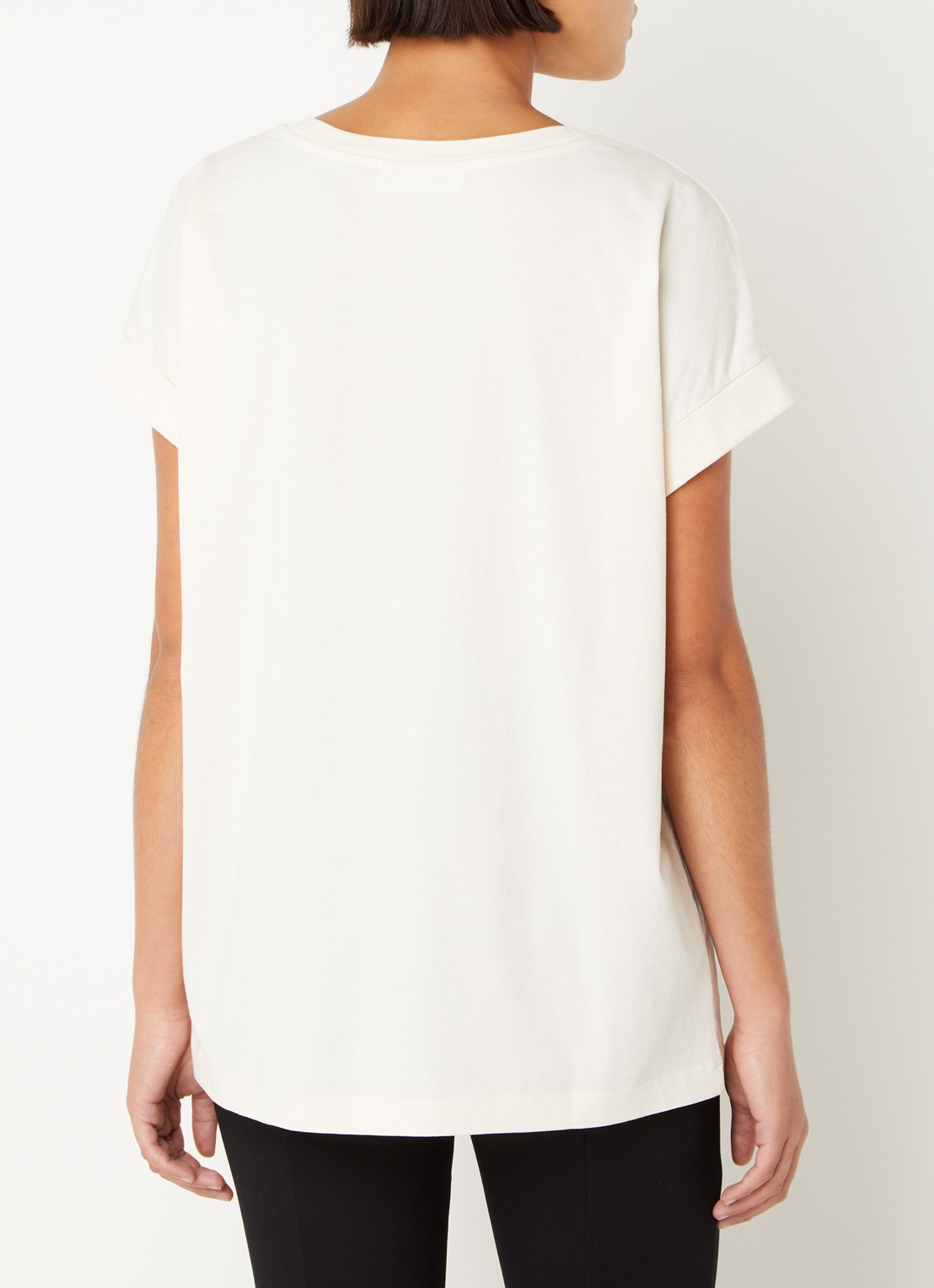 ARMEDANGELS T-shirt van  katoen met logoborduring - achterkant gebroken wit