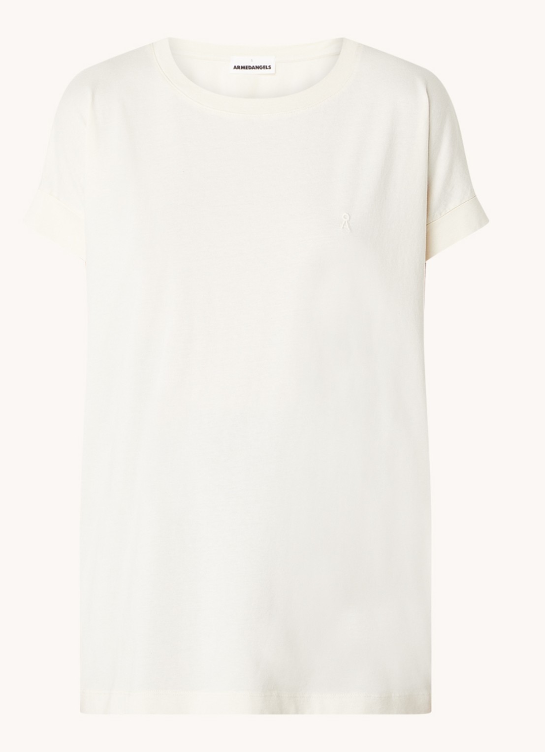 ARMEDANGELS T-shirt van  katoen met logoborduring - voorkant 2 gebroken wit