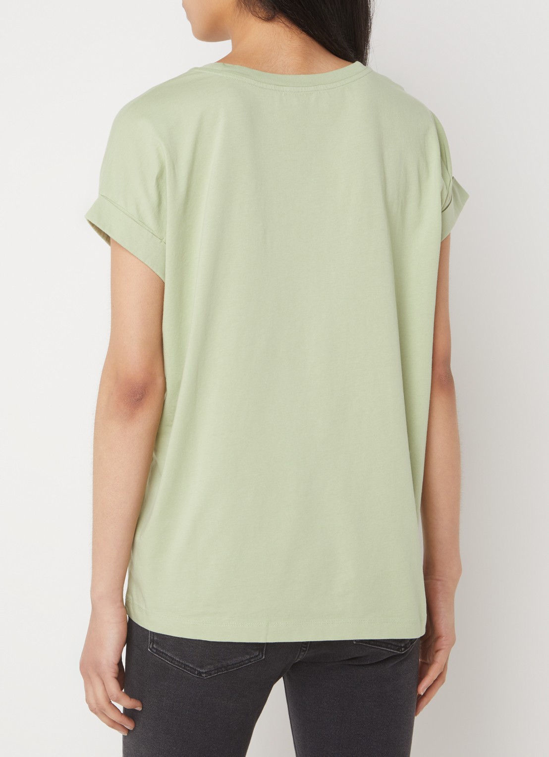 ARMEDANGELS T-shirt van  katoen met logoborduring - achterkant lindegroen