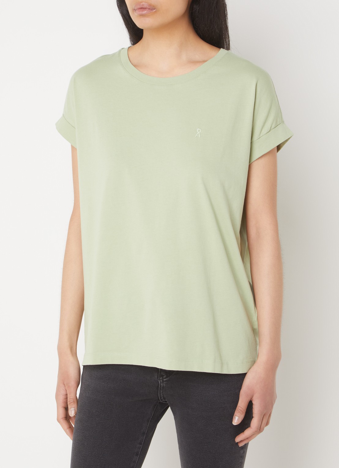 ARMEDANGELS T-shirt van  katoen met logoborduring - detail 4 lindegroen