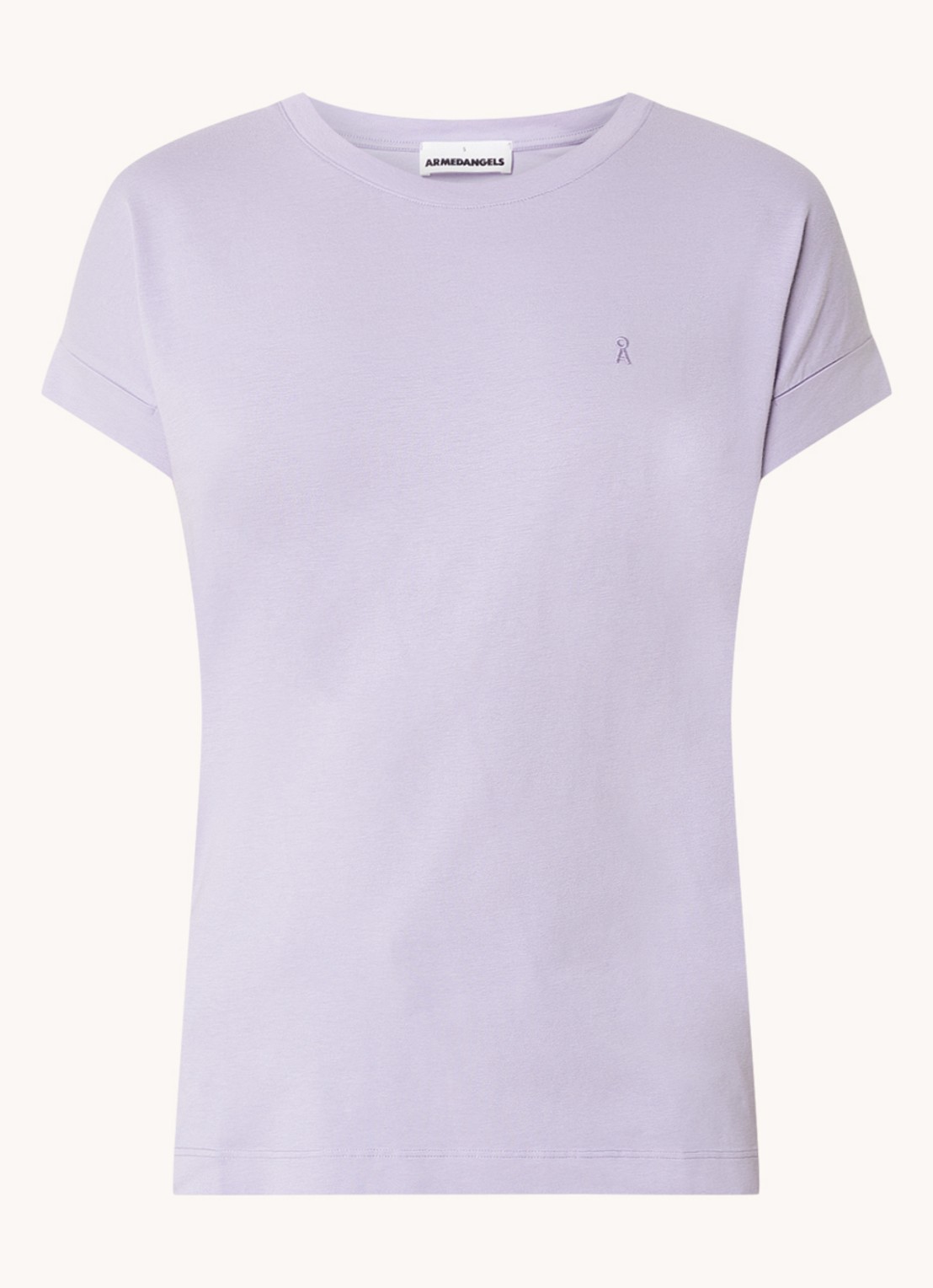 ARMEDANGELS T-shirt van  katoen met logoborduring - voorkant 2 lavendel