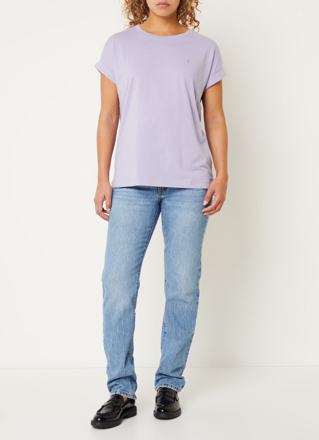 ARMEDANGELS T-shirt van  katoen met logoborduring - voorkant 3 lavendel
