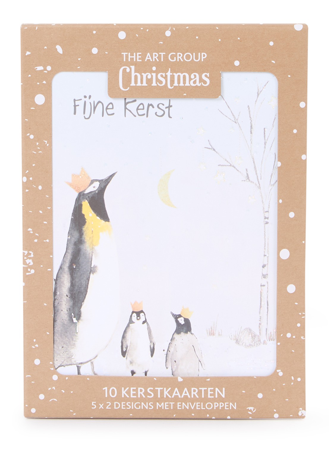 Art Group Dieren - 2 designs - kerstkaart met envelop - set van 10 - voorkant 2 wit