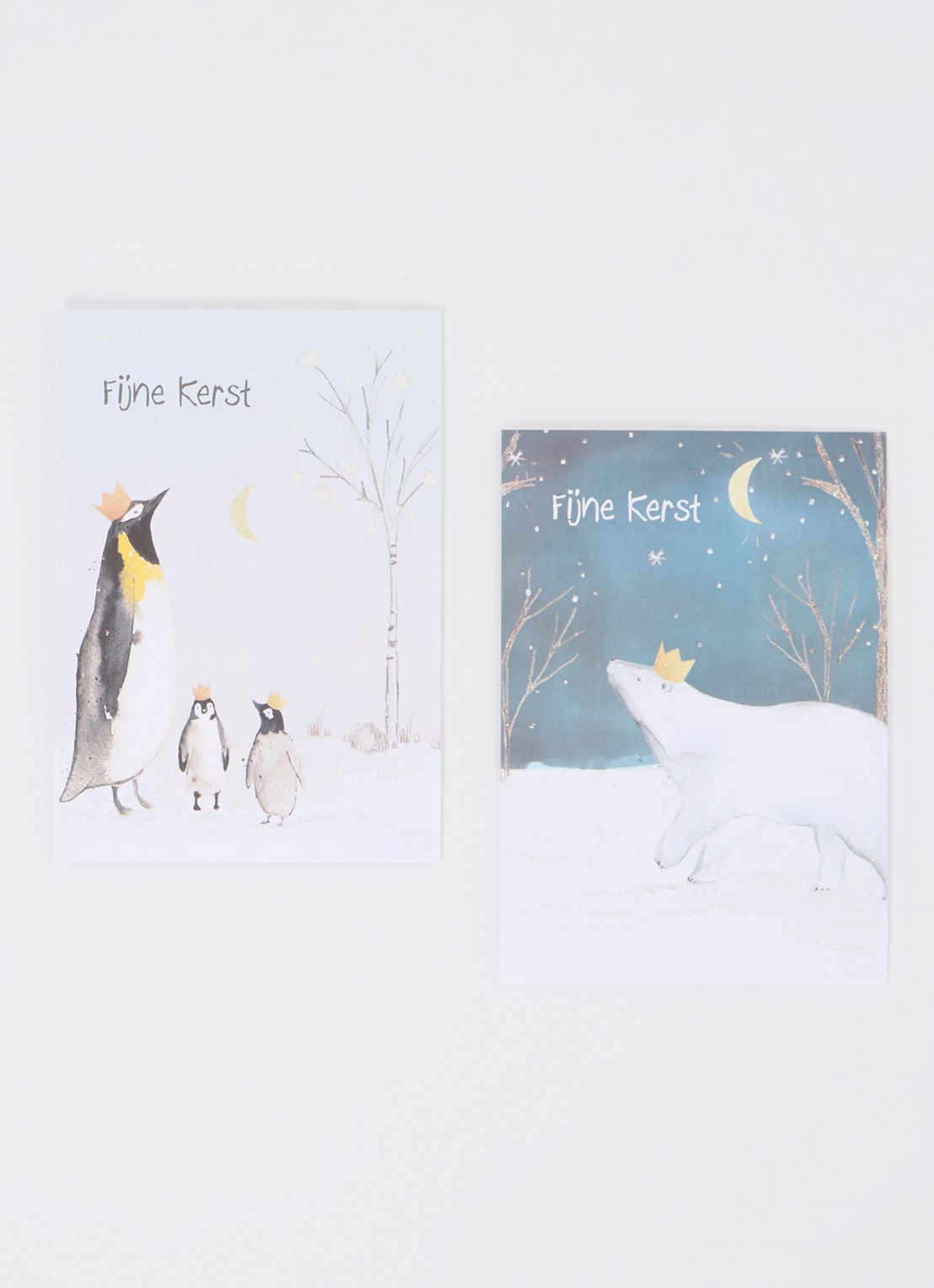 Art Group Dieren - 2 designs - kerstkaart met envelop - set van 10 - voorkant 3 wit