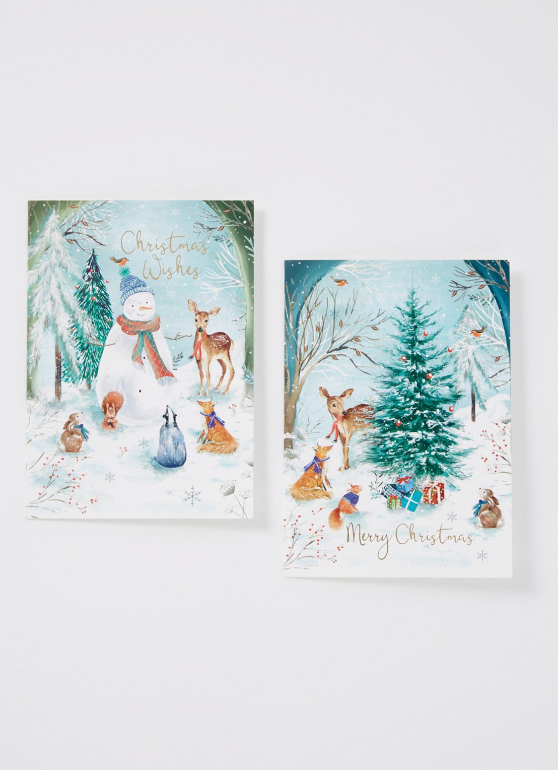 Art Group Diertjes in het bos kerstkaart - 2 designs - set van 10 inclusief enveloppen - voorkant 2 blauw