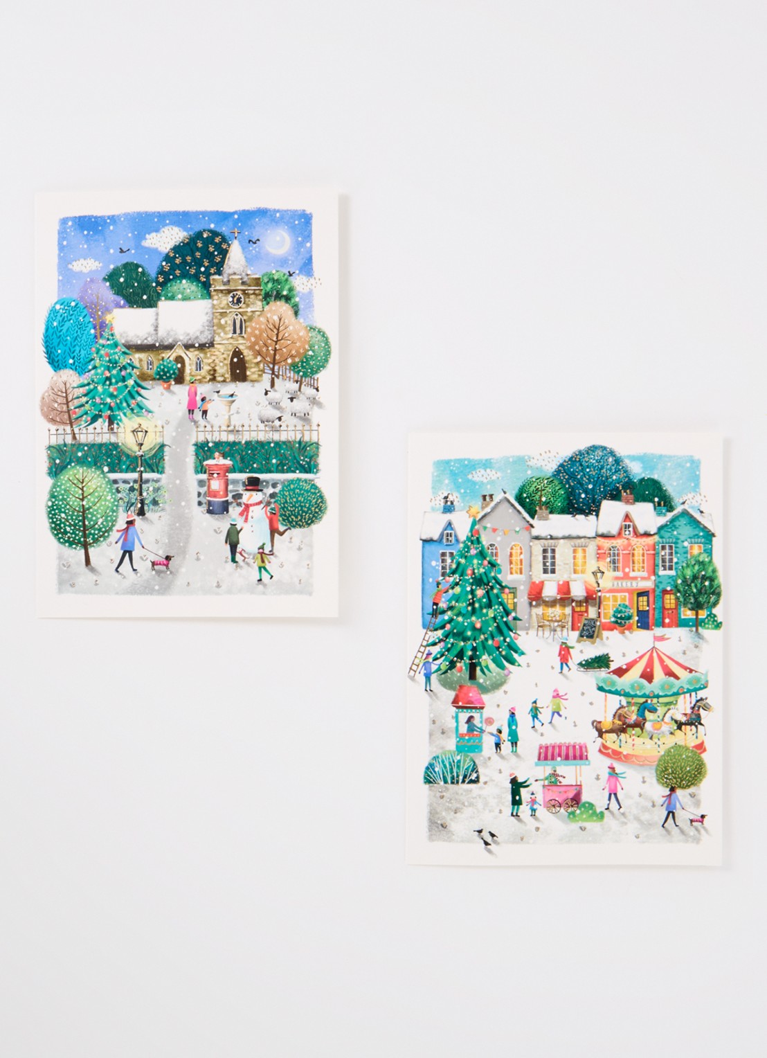Art Group Goede doelen - 2 designs - kerstkaart met envelop - set van 10 - voorkant 2 multicolor