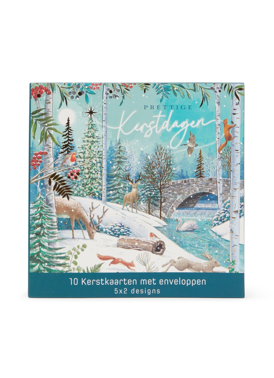 Art Group Goede Doelen kerstkaart - 2 designs - set van 10 inclusief enveloppen - voorkant donkergroen