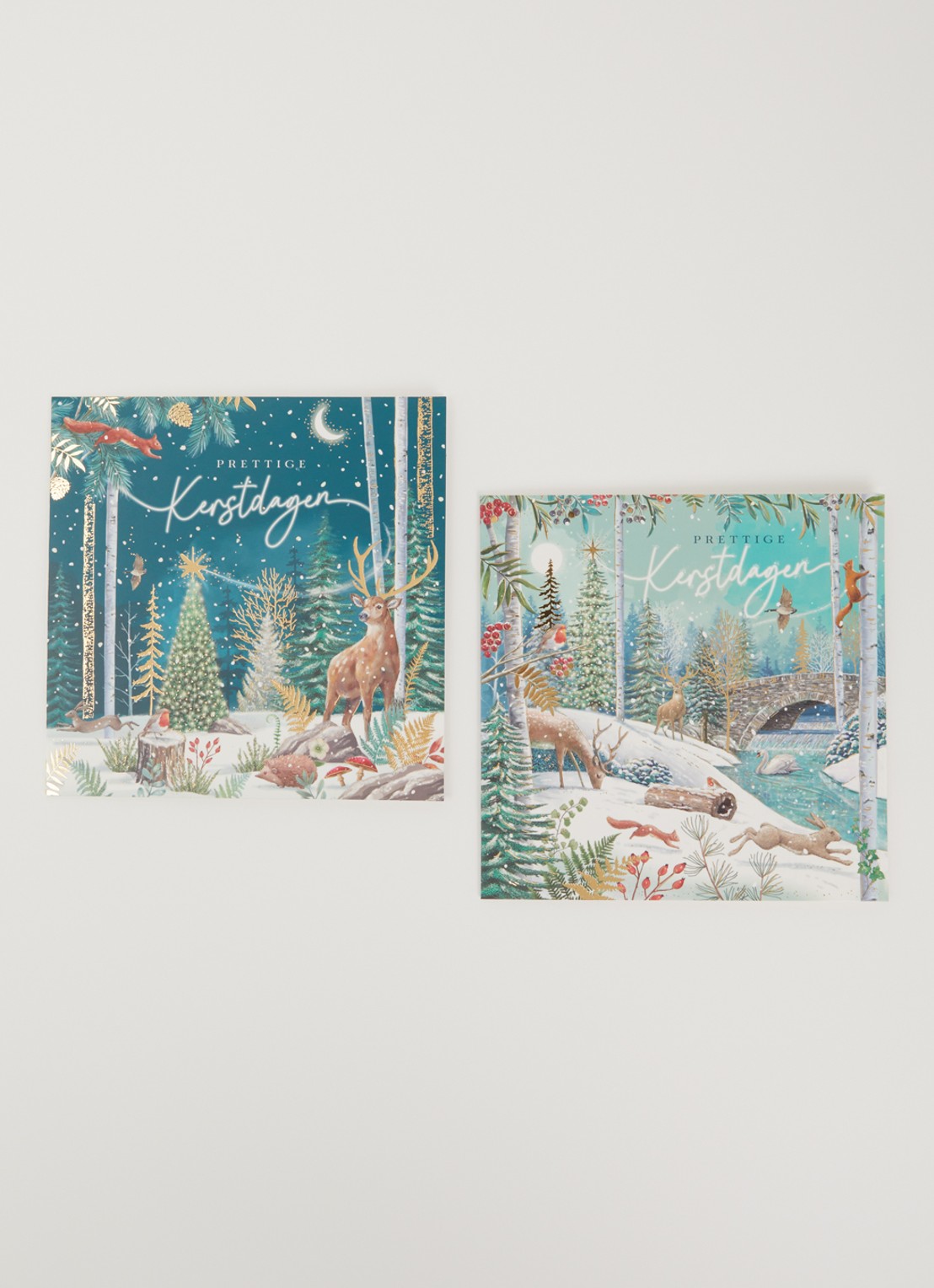 Art Group Goede Doelen kerstkaart - 2 designs - set van 10 inclusief enveloppen - voorkant 2 donkergroen