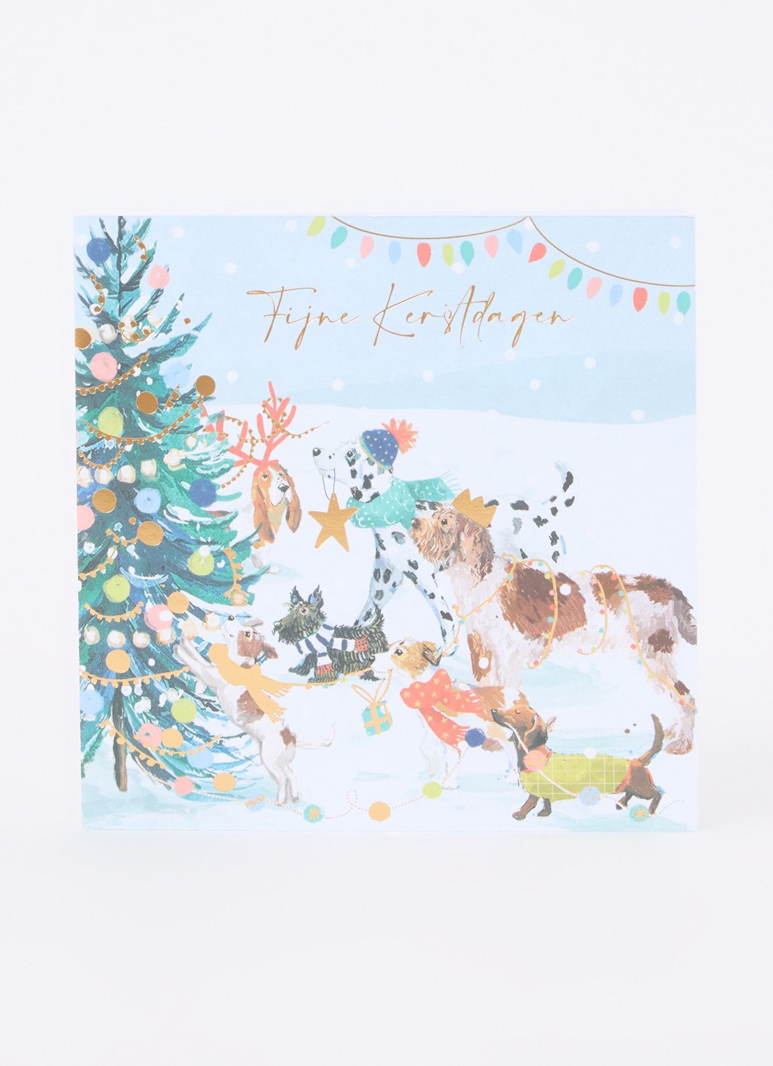 Art Group Honden - 1 design - luxe kerstkaart met envelop - set van 10 - voorkant 3 wit