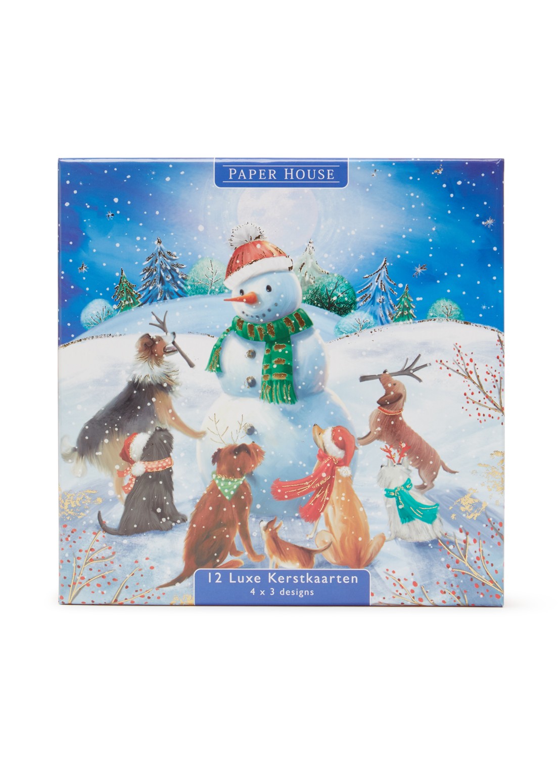 Art Group Honden kerstkaart - 3 designs - set van 12 inclusief enveloppen - voorkant multicolor