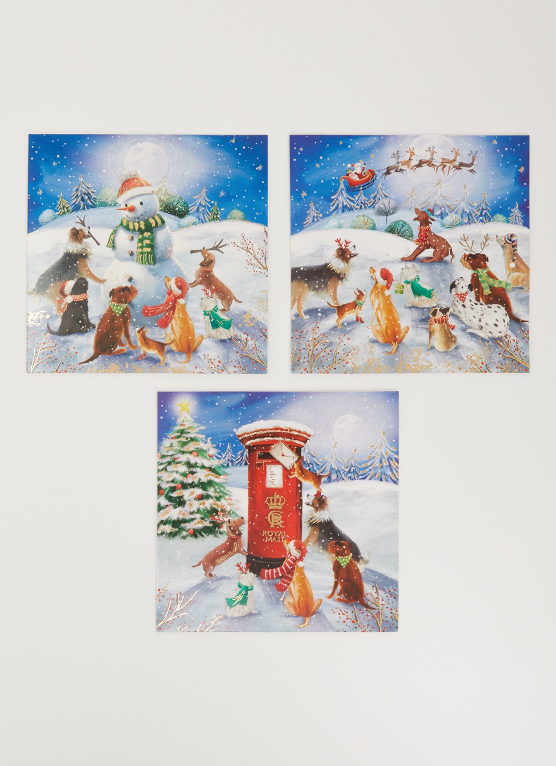 Art Group Honden kerstkaart - 3 designs - set van 12 inclusief enveloppen - voorkant 2 multicolor