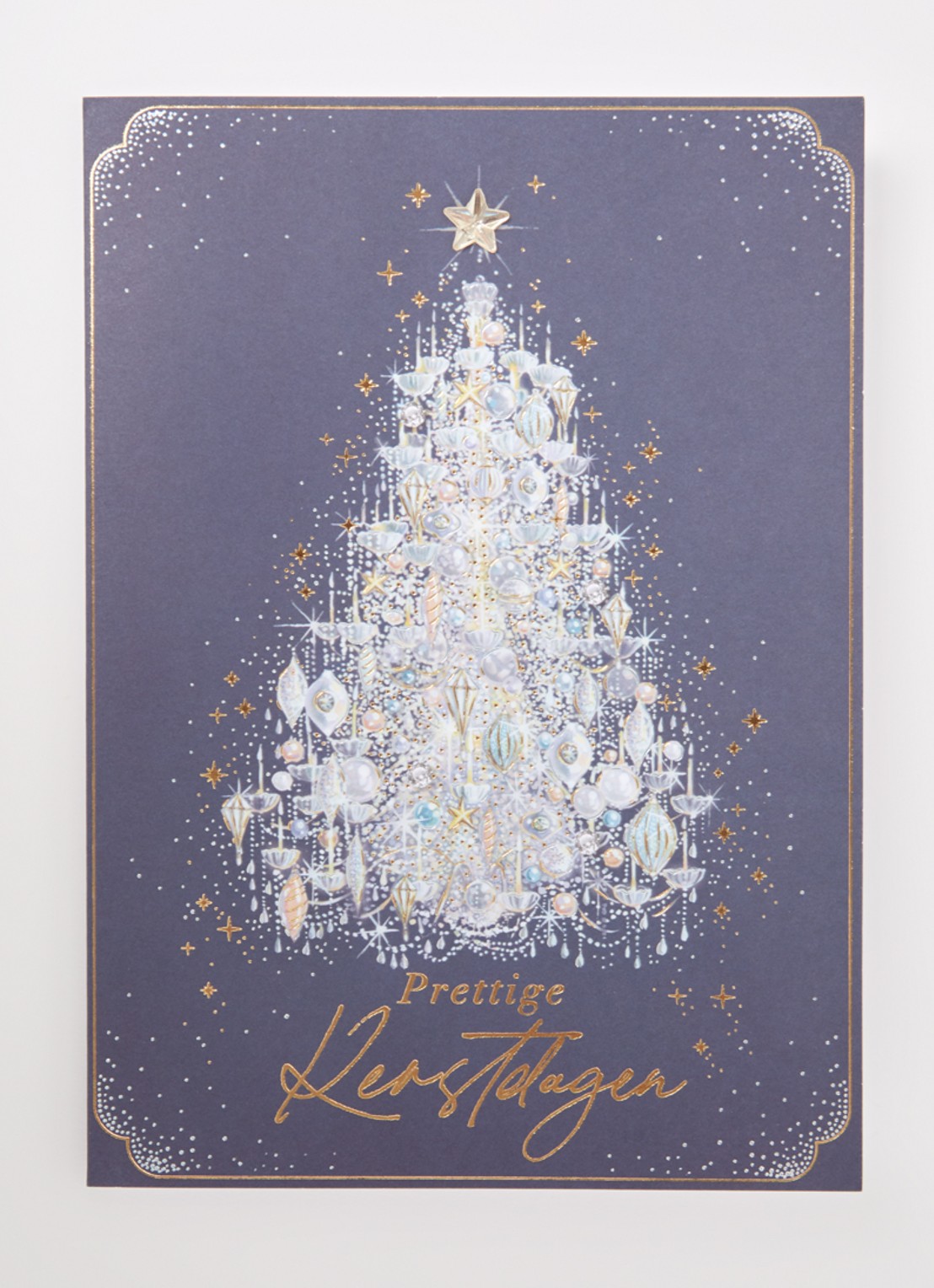 Art Group Kerstboom - 1 design - luxe kerstkaart met envelop - set van 8 - voorkant 2 donkerblauw