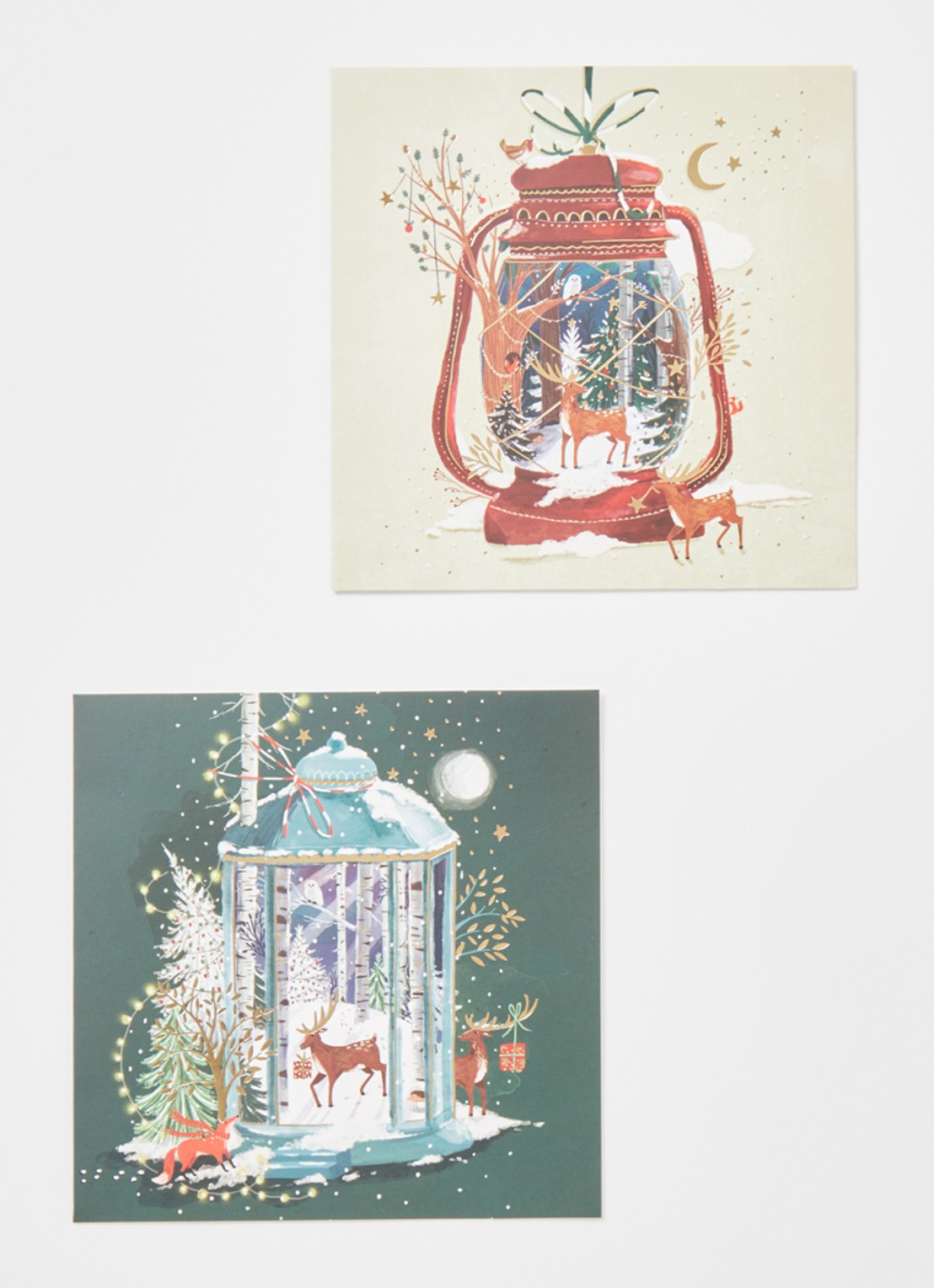 Art Group Lantaarn kerstkaart - 2 designs - set van 10 inclusief enveloppen - voorkant 2 multicolor