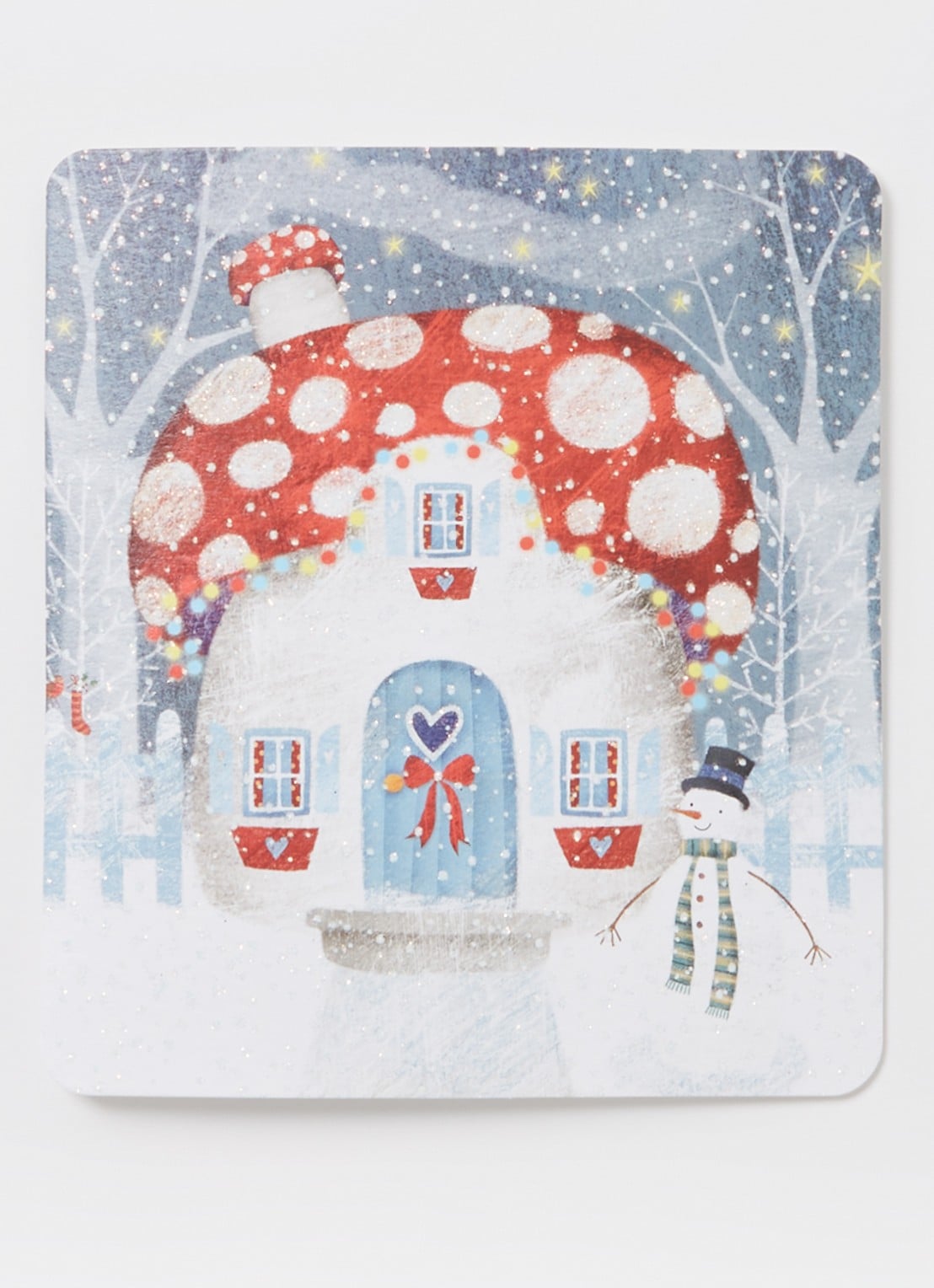 Art Group Paddenstoelhuisje kerstkaart - 1 design - set van 8 inclusief enveloppen - voorkant 2 blauw