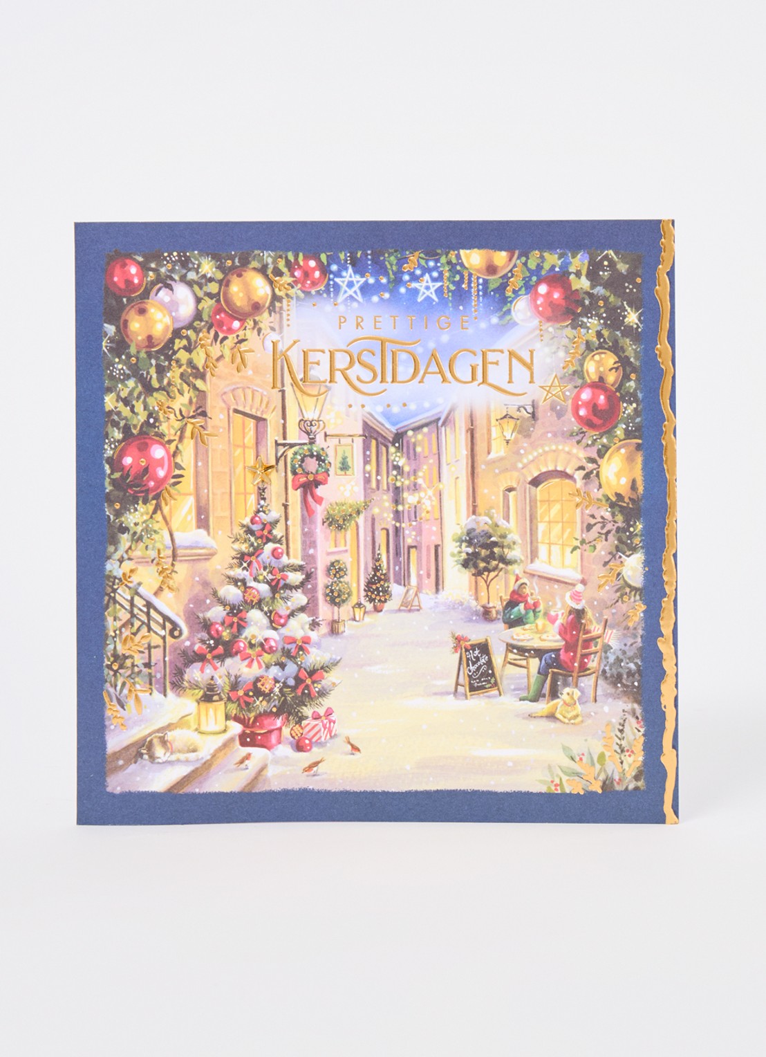 Art Group Straat in kerstsfeer - 1 design - kerstkaart met envelop - set van 8 - voorkant 2 multicolor