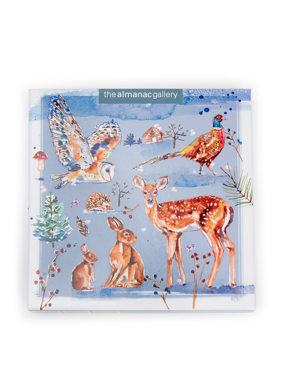 Art Group The Almanac Gallery, Wilde Dieren - 3 designs -  kerstkaart met envelop - set van 12 - voorkant 2 multicolor