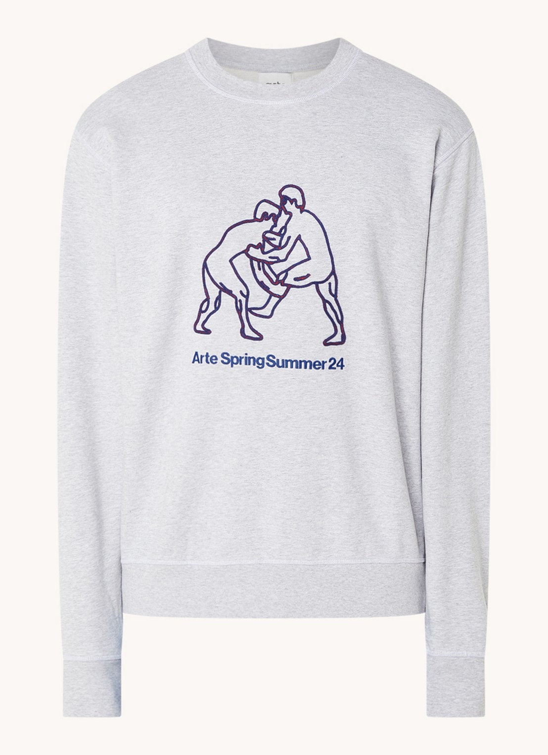 Arte Antwerp Carlos fighters sweater met logoborduring - voorkant 2 grijsmele