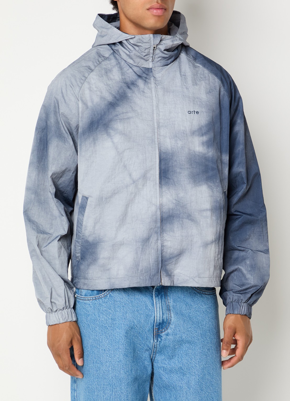 Arte Antwerp Faded regenjas met logo en steekzakken - detail 4 donkerblauw