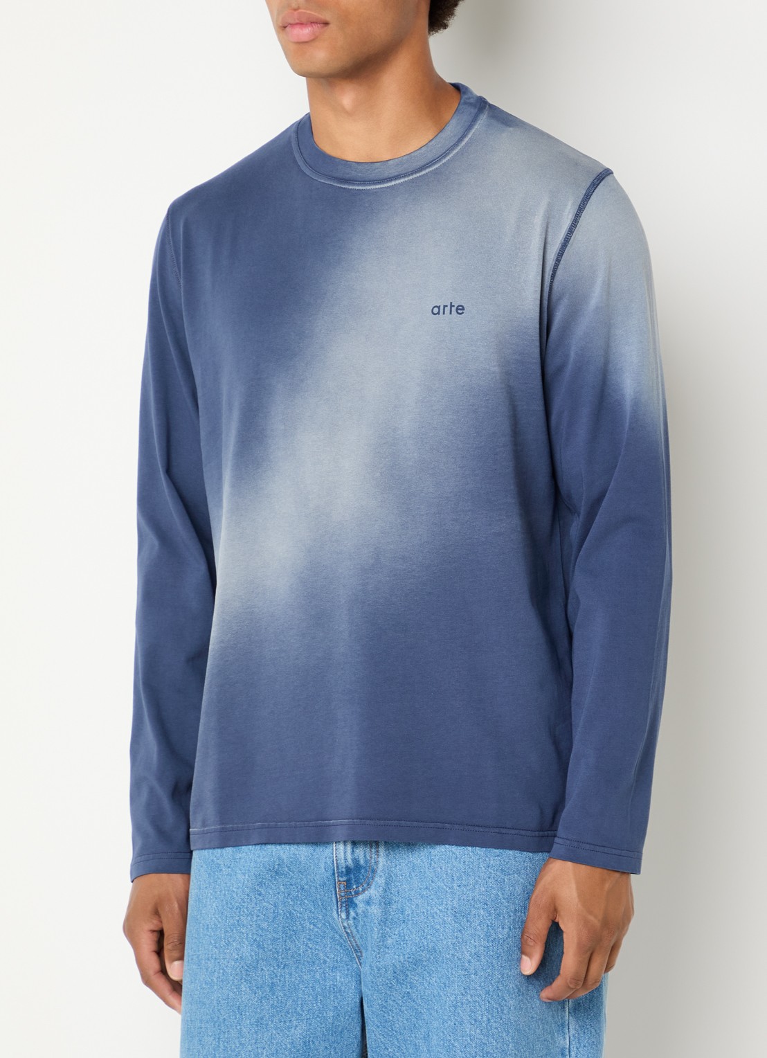 Arte Antwerp Fadeout longsleeve met logo- en backprint - achterkant 3 donkerblauw