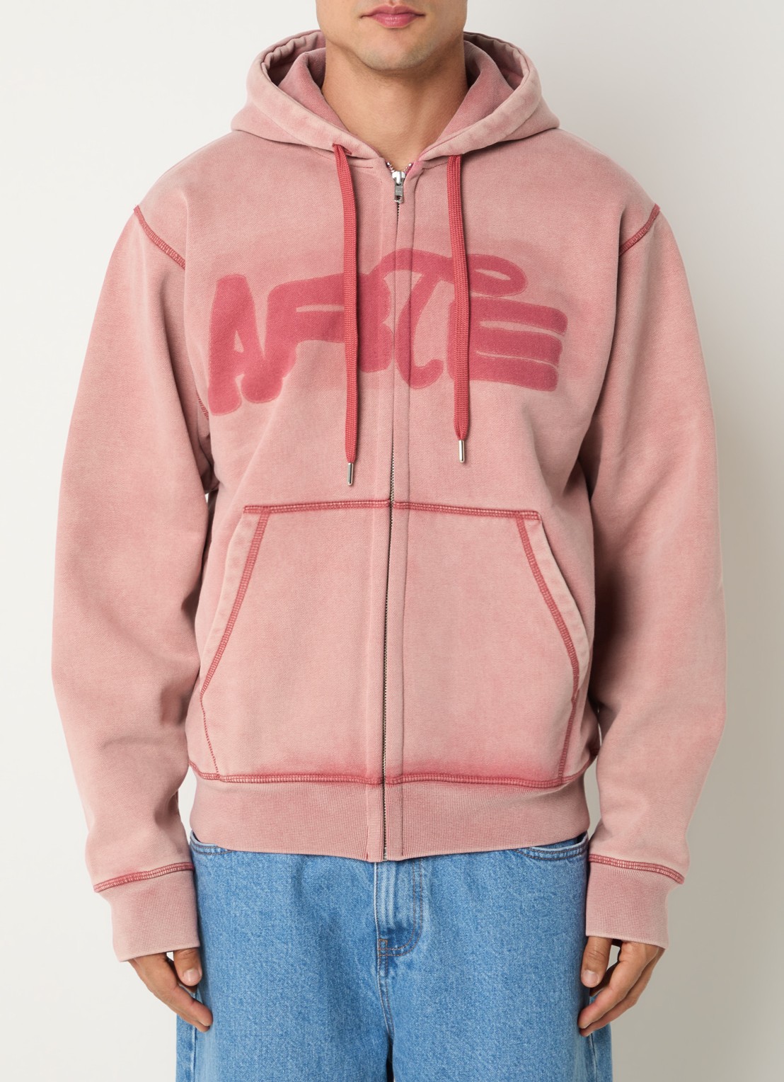Arte Antwerp Fadeout sweatvest met logoprint - detail 3 roodbruin