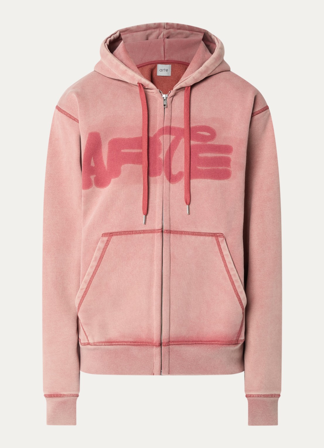 Arte Antwerp Fadeout sweatvest met logoprint - voorkant roodbruin