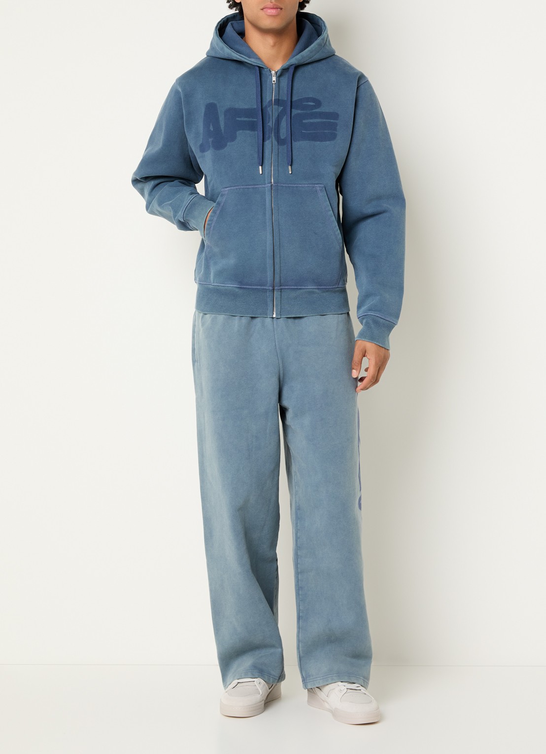 Arte Antwerp Fadeout sweatvest met logoprint - voorkant 5 staalblauw