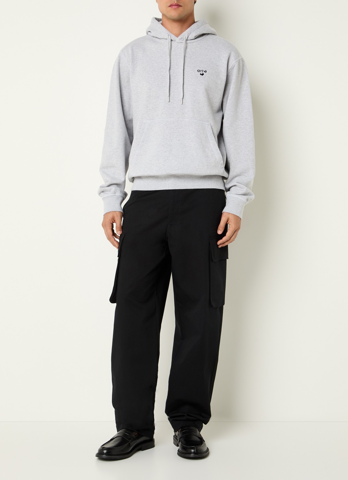 Arte Antwerp Heart hoodie met logo - voorkant 5 grijsmele