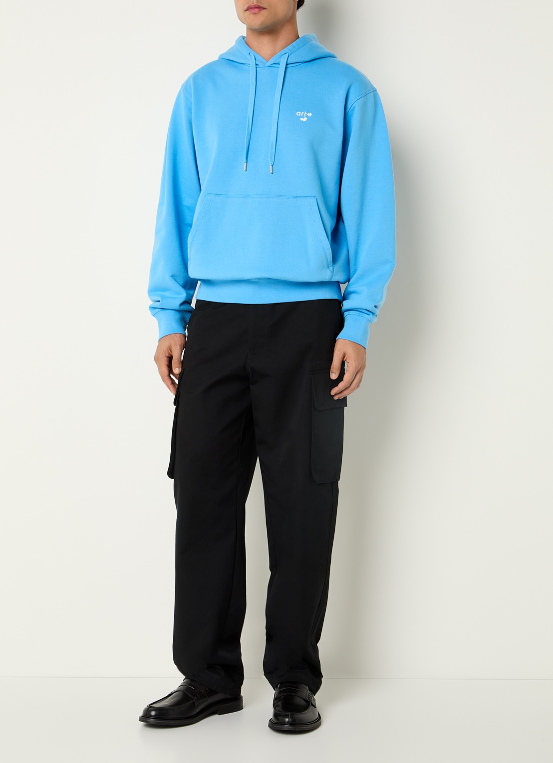 Arte Antwerp Heart hoodie met logo - voorkant 3 blauwgrijs