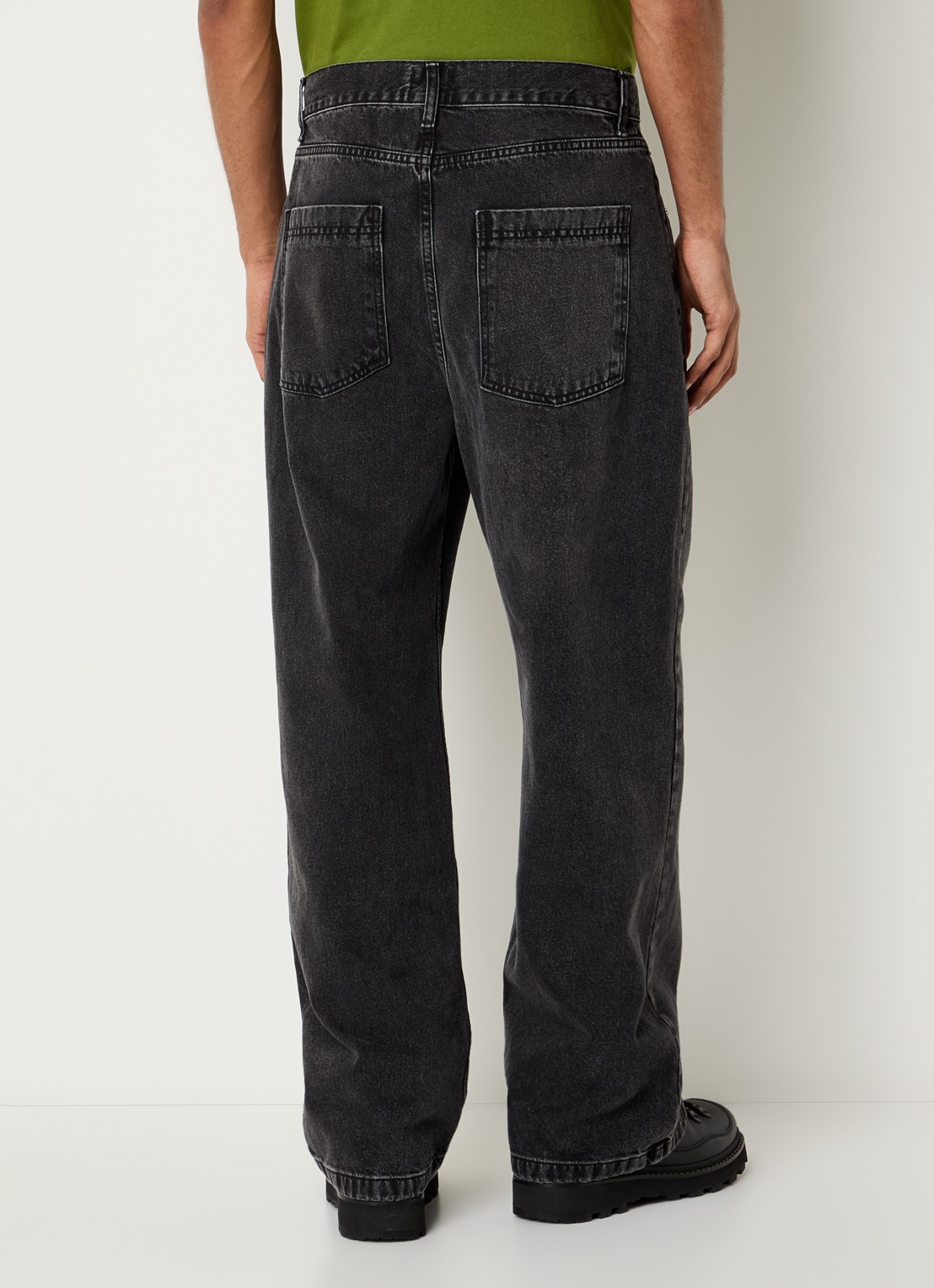 Arte Antwerp Heart Pocket loose fit jeans met gekleurde wassing en logoborduring - achterkant 5 zwart