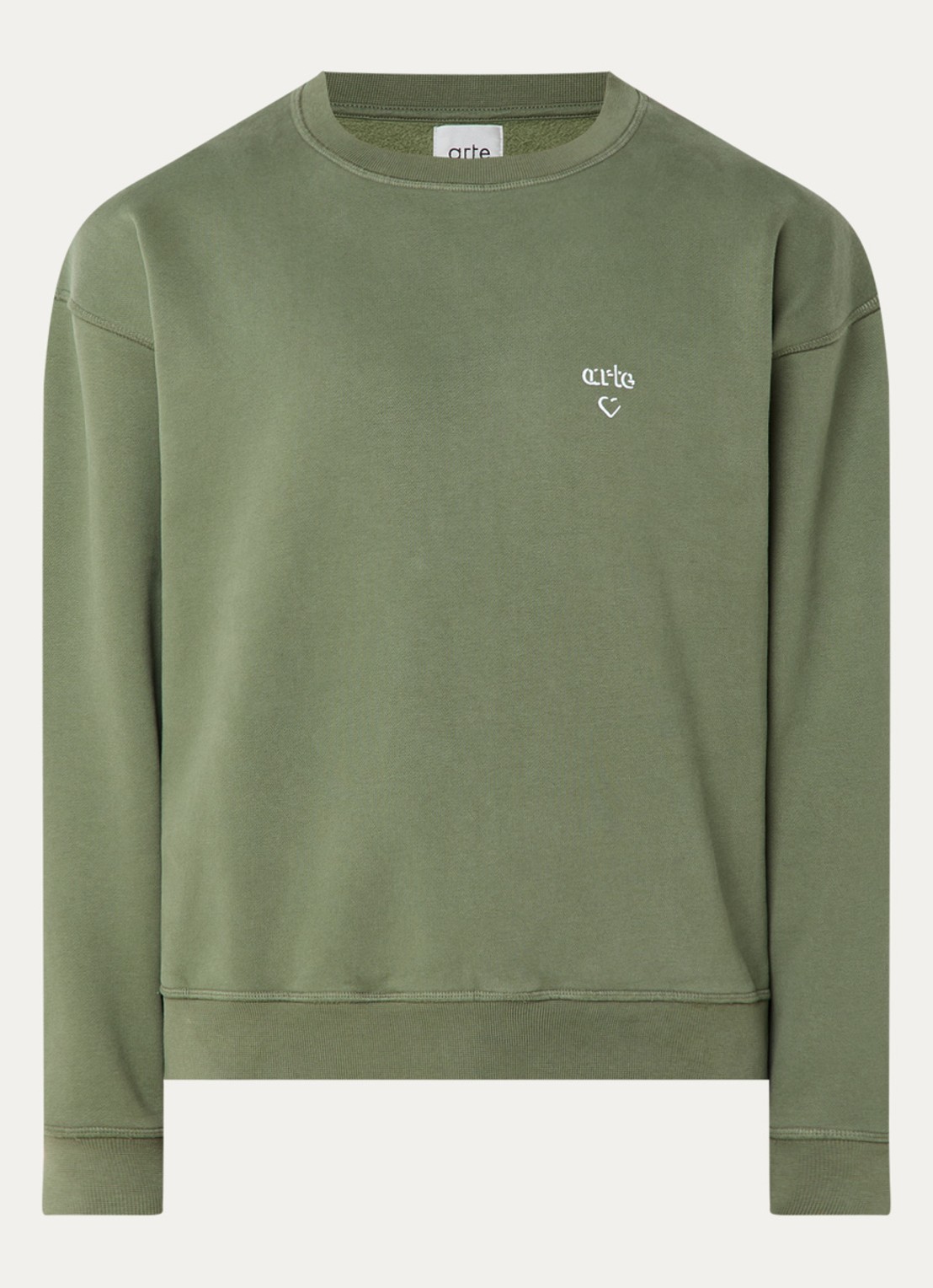 Arte Antwerp Heart sweater met logo - voorkant 3 legergroen