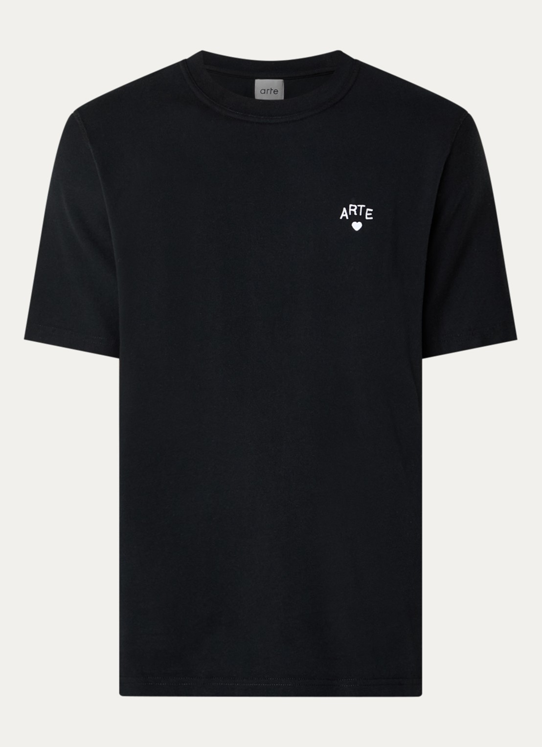 Arte Antwerp Heart T-shirt met logoborduring - voorkant 3 zwart