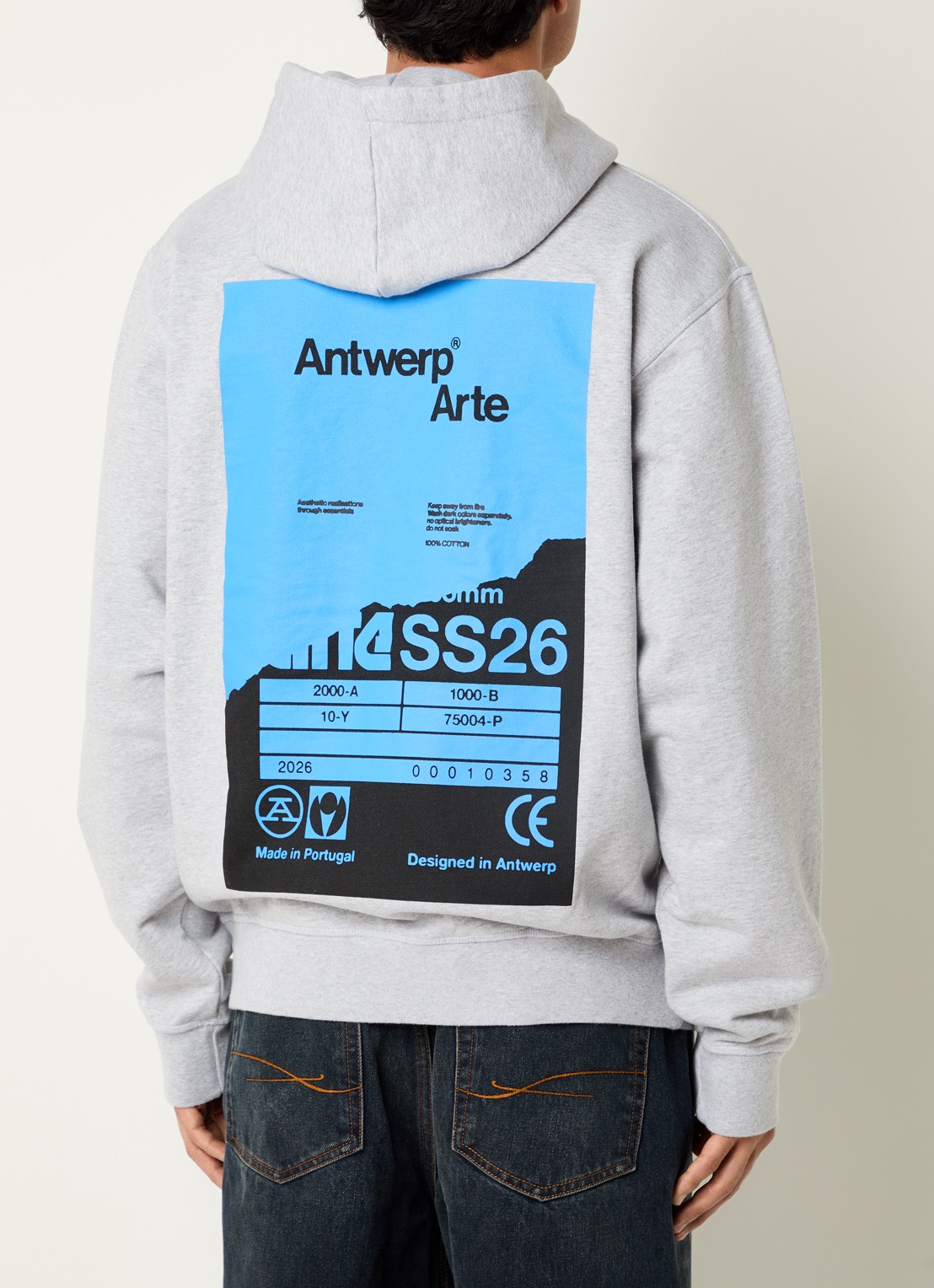 Arte Antwerp Hoodie met logo- en backprint - detail 3 grijsmele