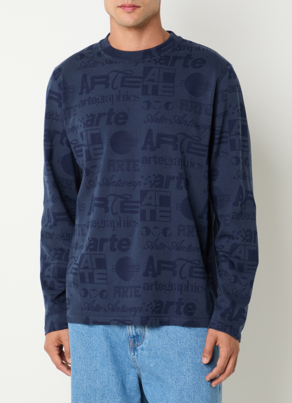 Arte Antwerp Longsleeve met logoprint - detail donkerblauw