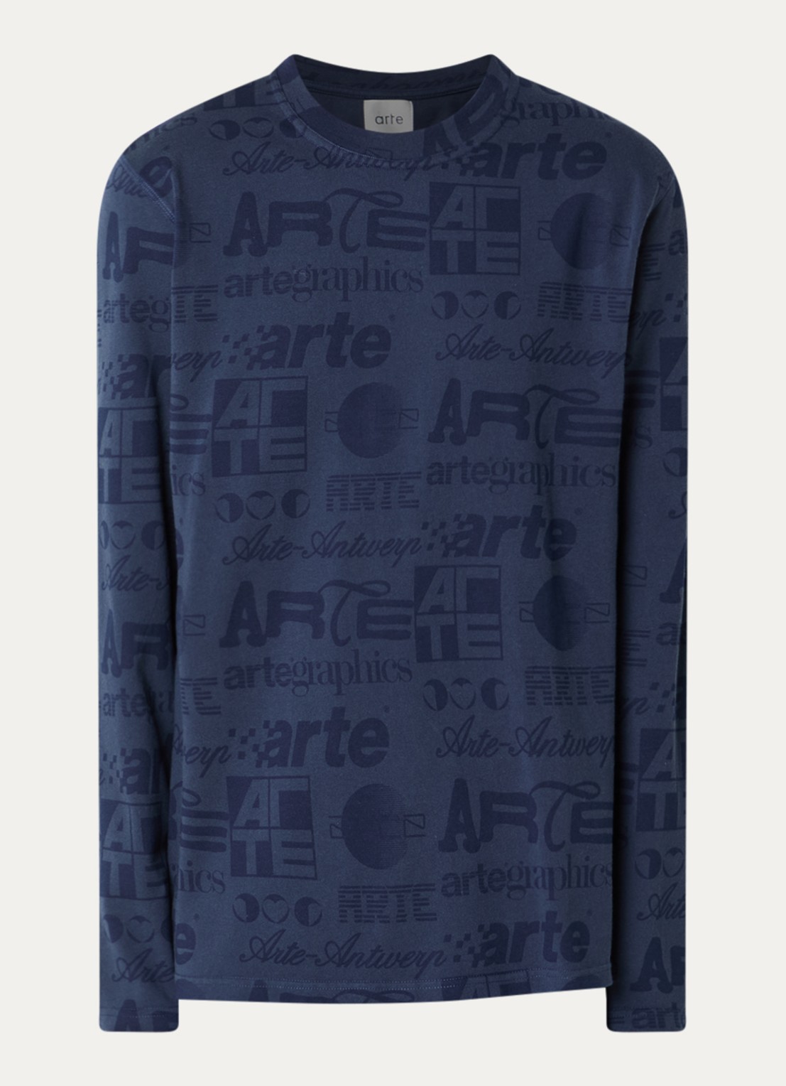 Arte Antwerp Longsleeve met logoprint - voorkant 3 donkerblauw