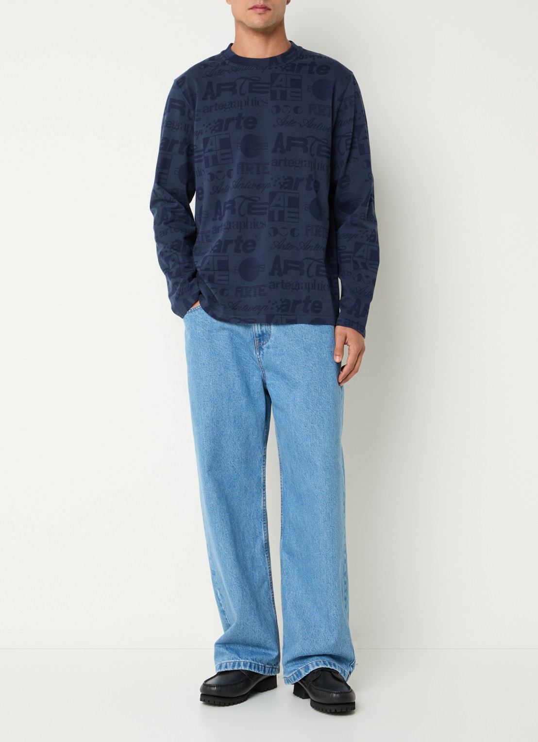Arte Antwerp Longsleeve met logoprint - voorkant 4 donkerblauw