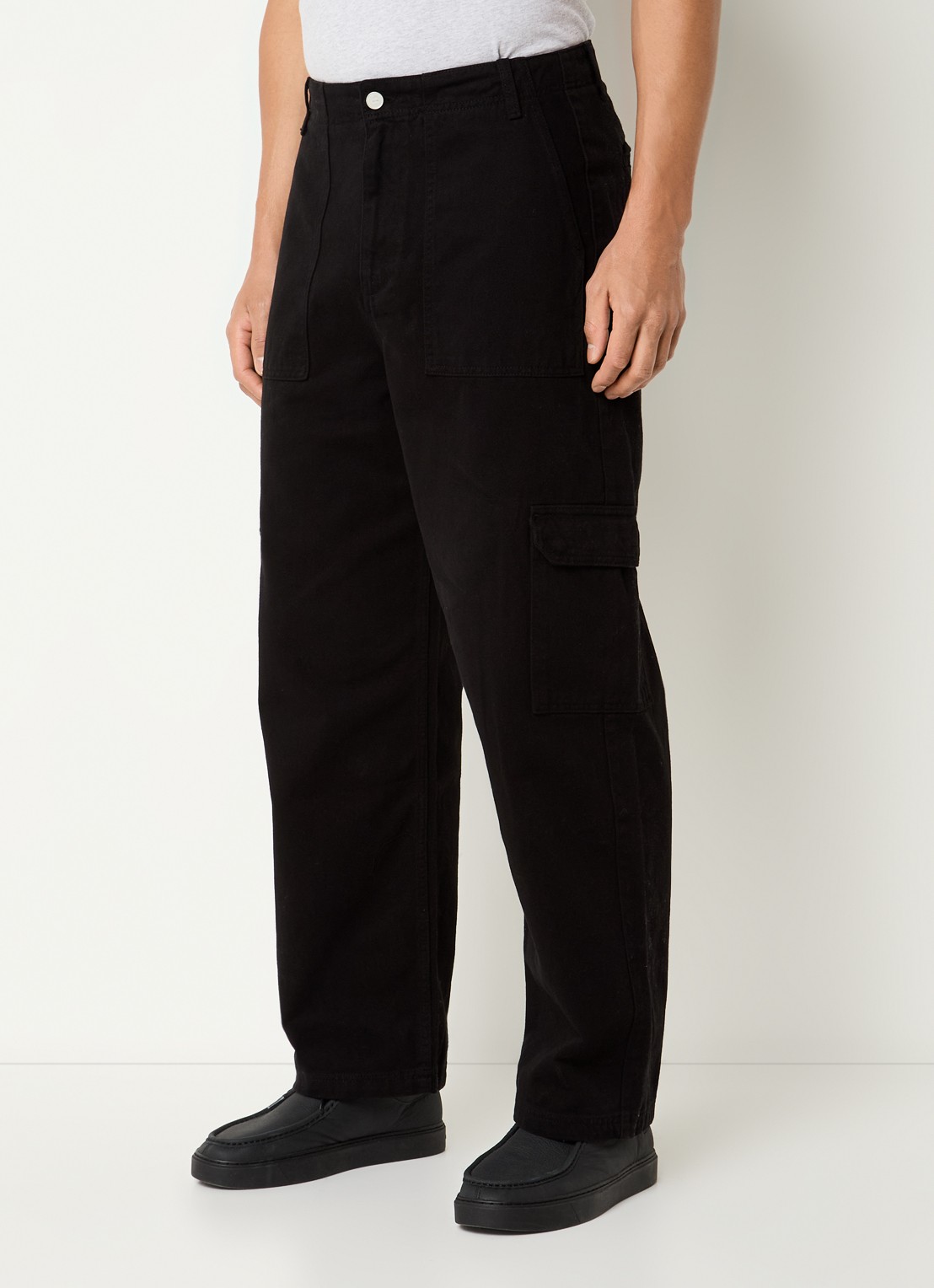 Arte Antwerp Loose fit cargobroek van denim met steekzakken - detail 3 zwart