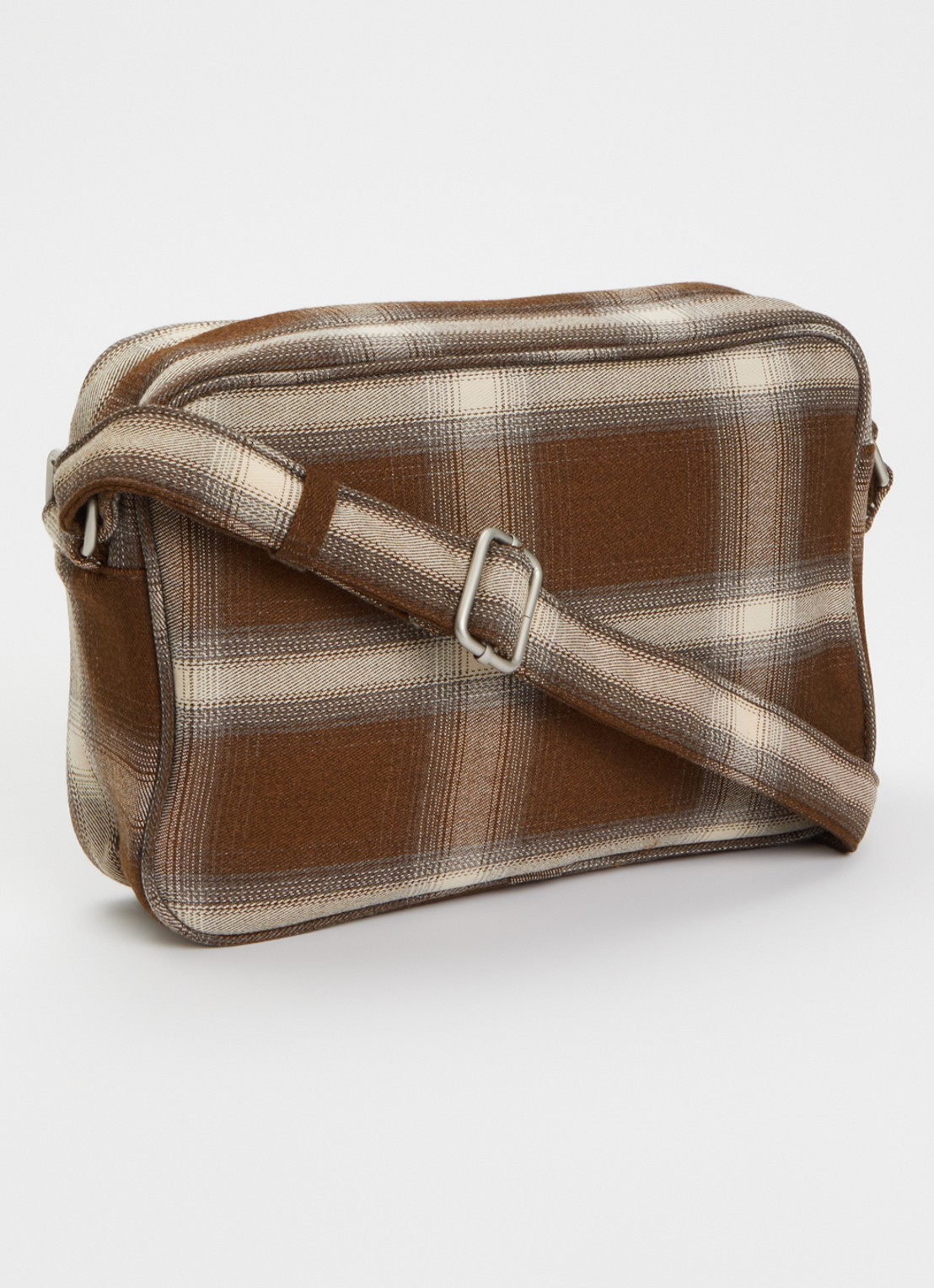Arte Antwerp Plaid Baka crossbodytas met ruitdessin - achterkant bruin