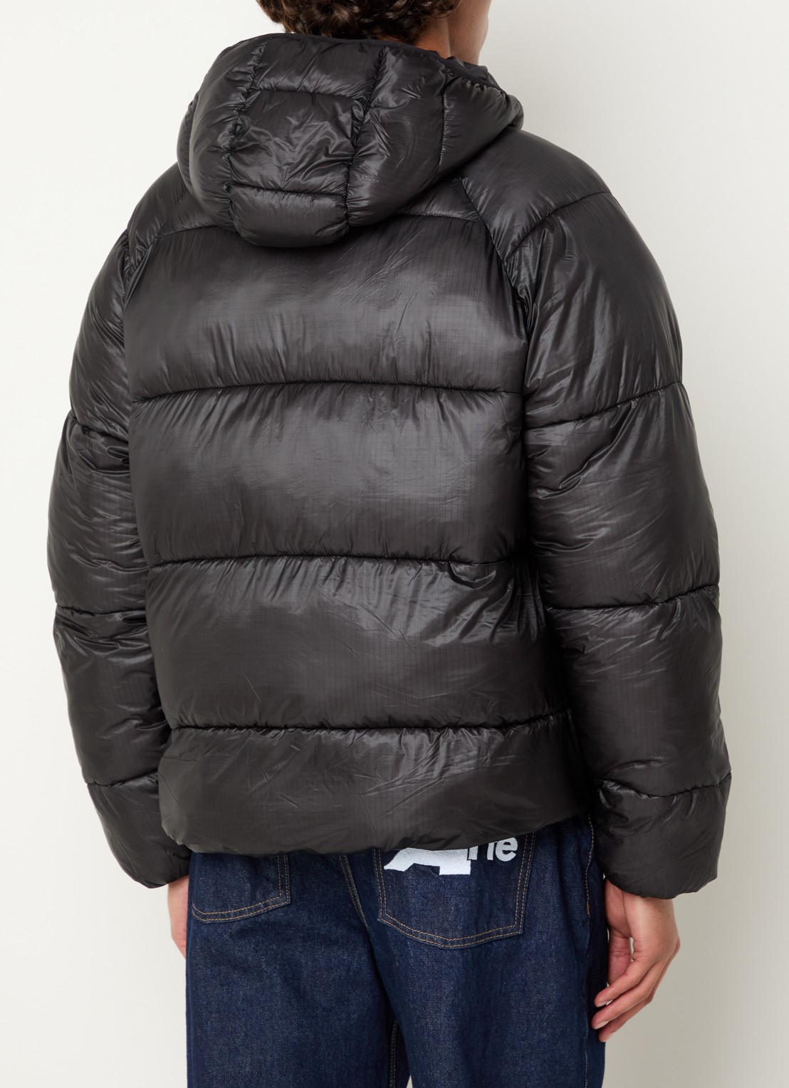 Arte Antwerp Puffer jack met steekzakken met glanzende finish - achterkant 4 zwart